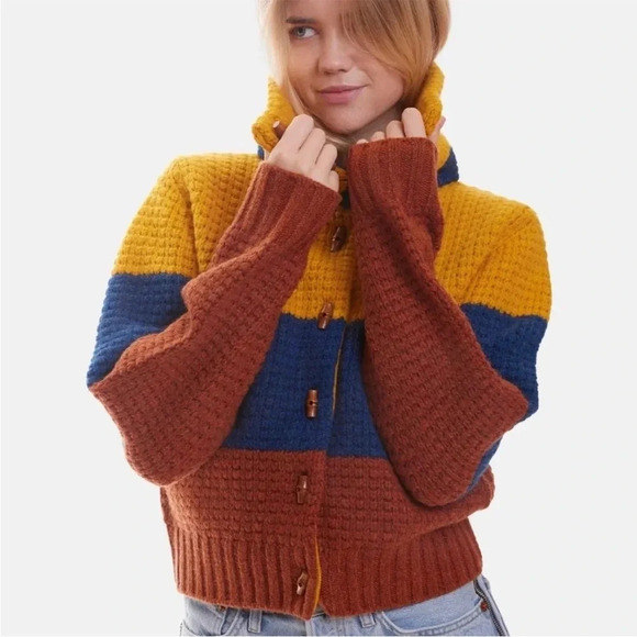 Re/Done 70s striped wool-blend cardigan Sweater Size L - Picture 7 of 12